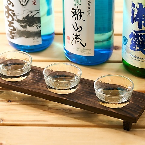 夏限定のフレッシュな日本酒を3種ご用意しています！真鯛と相性抜群！
