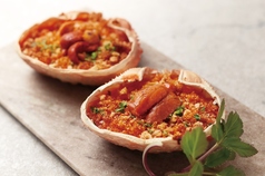 バスク風カニとウニのグラタン