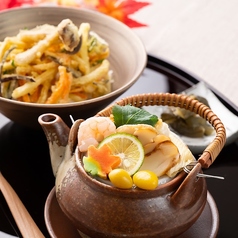 《夜限定》バラ天丼と土瓶蒸し 松茸づくし