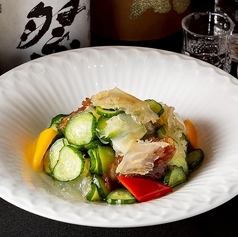 金銭胡瓜と花咲クラゲ和え物