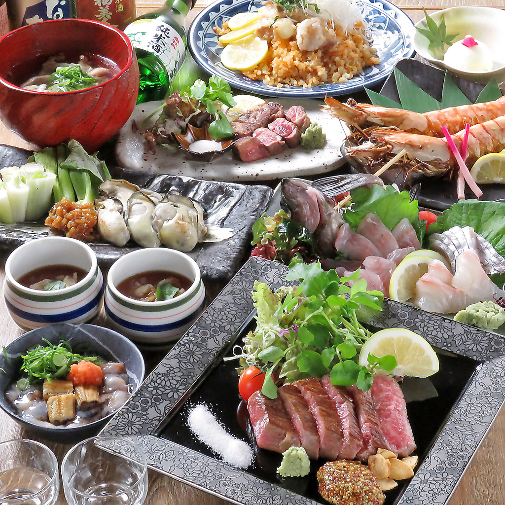 旬の素材を大事に、季節のおいしい素材を鉄板料理で愉しめます。宴会におすすめの[飲放]付コースも◎