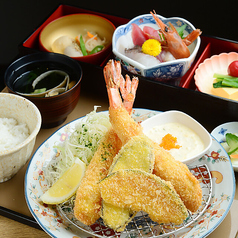 自慢!大海老ふらいとお造り三種盛り合わせ定食