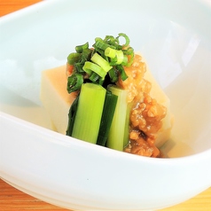 九条葱と高野豆腐の肉味噌がけ