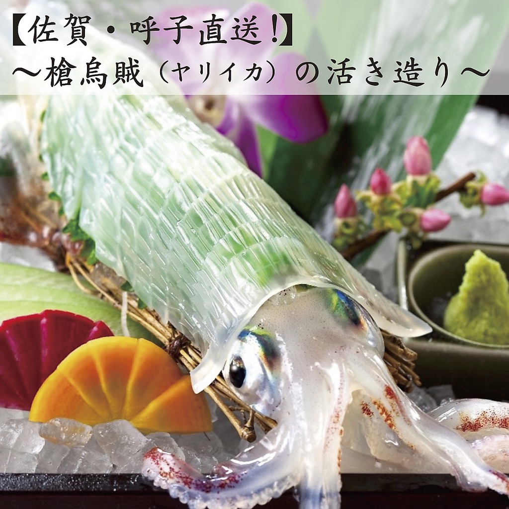 コリコリ透明なヤリイカの活き造りは、毎日直接漁港に買い付けにいくからこそ！