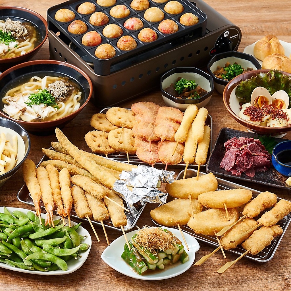 串カツ×飲み放題のお得なコース4,000円（税込）～♪串カツや大阪名物が楽しめるコースです♪