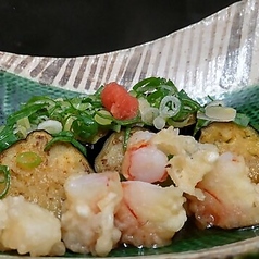茄子の揚げ出汁(海老天付き)