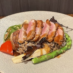 鴨のローストご飯 温野菜添え