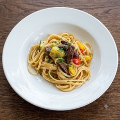 牛ハラミとグリル野菜のペペロンチーノ