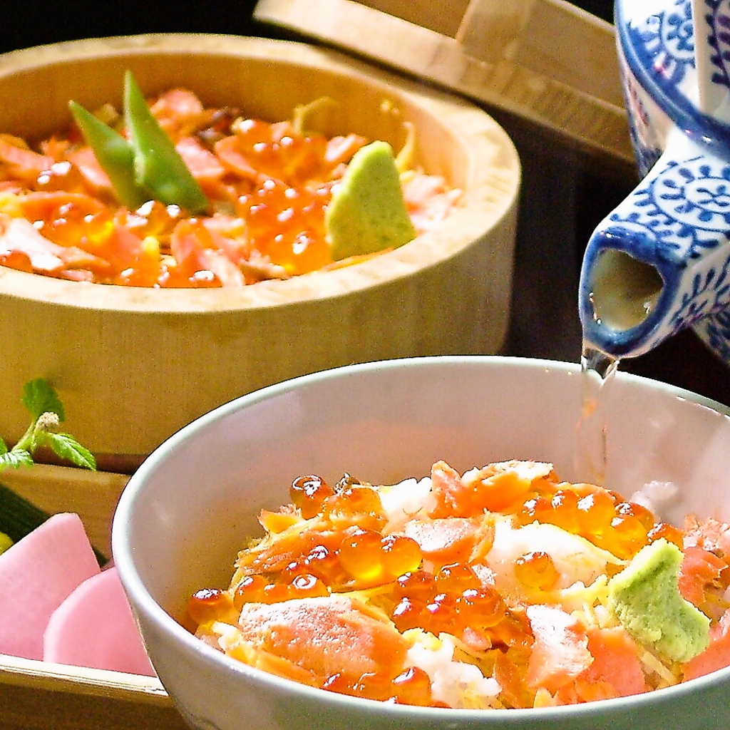 【番屋茶漬】1杯目はそのまま、2杯目はお茶漬で。5500円コースで味わえるふく亭看板メニュー！