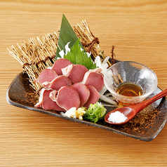 軍鶏砂肝の刺身風（低温調理）/炙り明太子　各