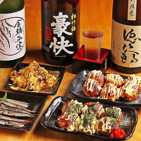 バラエティ豊かなたこ焼きを中心に、多彩な一品料理を豊富なお酒と一緒に◎