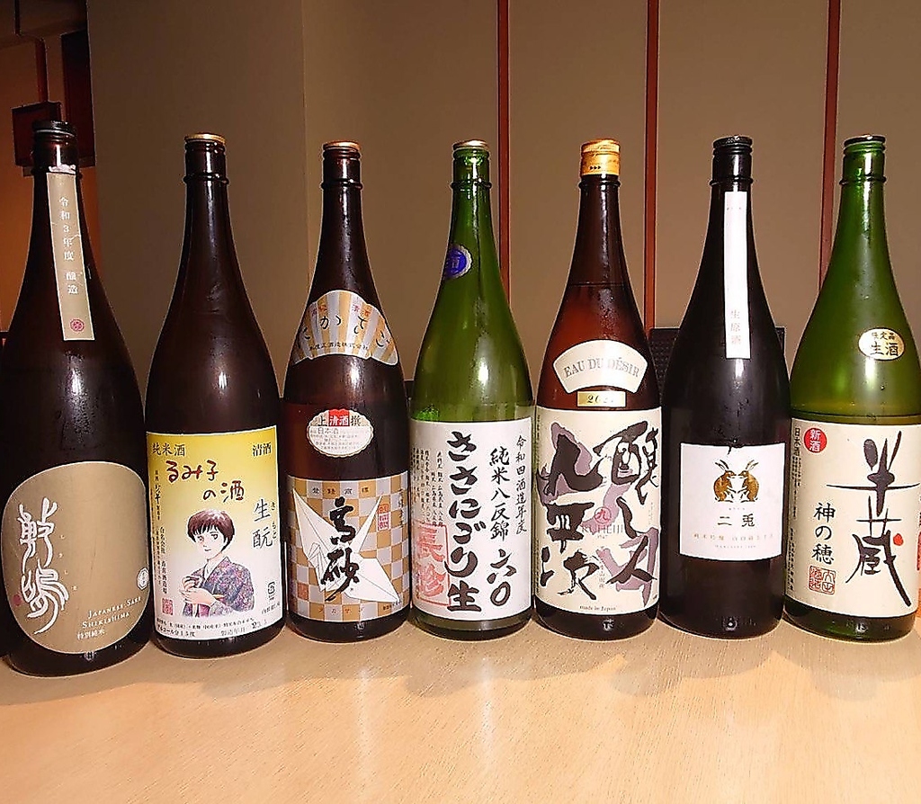 豊富な日本酒、時期により仕入れる日本酒も変わります