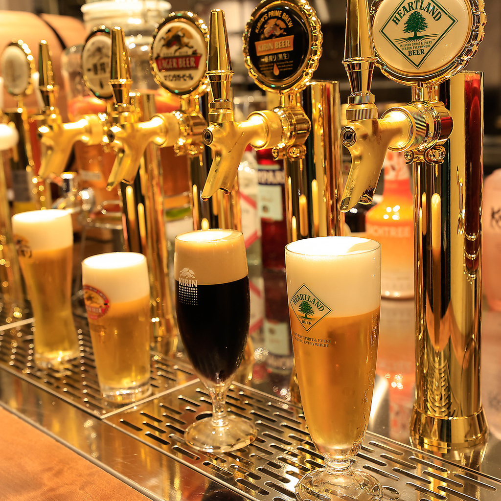 貴重な４種類キリンビアサーバーは気分を変えながら贅沢に堪能！ご自身でビールを注ぐは楽しさ倍増！
