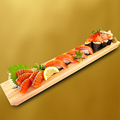 料理メニュー写真&nbsp;サーモンづくし（刺し身・寿司・細巻）