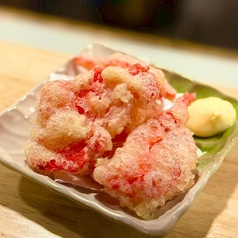 紅生姜天ぷら/韓国風磯辺揚げ(三個)/塩辛ポテト/明太チーズ春巻き/にんにくバター焼き