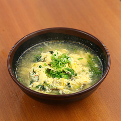 半熟たまごの冷やしぶっかっけうどん/野菜たまごクッパ/たまごスープ/わかめスープ