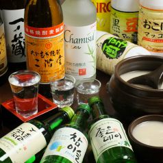 韓国の焼酎『チャミスル』から日本の焼酎までございます