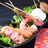 串カツ、焼き鳥、串しゃぶの３種の串料理を楽しめます♪