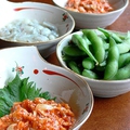 料理メニュー写真&nbsp;枝豆／キムチ／タコワサ／チャンジャ／冷奴　各