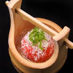竹筒仕立ての土佐酢トマト