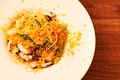 料理メニュー写真 【温】活タコとカブのペペロンチーノ スパゲッティ カラスミ添え
