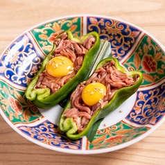 パリっと！ピーマンのレア肉詰め