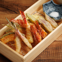 活〆天然海老と旬野菜の天婦羅 盛り合わせ (大)