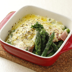 アスパラベーコンチーズ焼き/ポテトとホタテのチーズ焼き/ゲソとゴロ（わた）のチーズ焼き