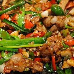 干し豆腐と豚バラの野菜炒め