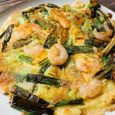 エビと青ねぎのチーズチヂミ●