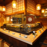 カウンター席で臨場感あふれる至福のひとときをご提供。
