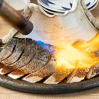 目の前で炙る大トロしめ鯖！