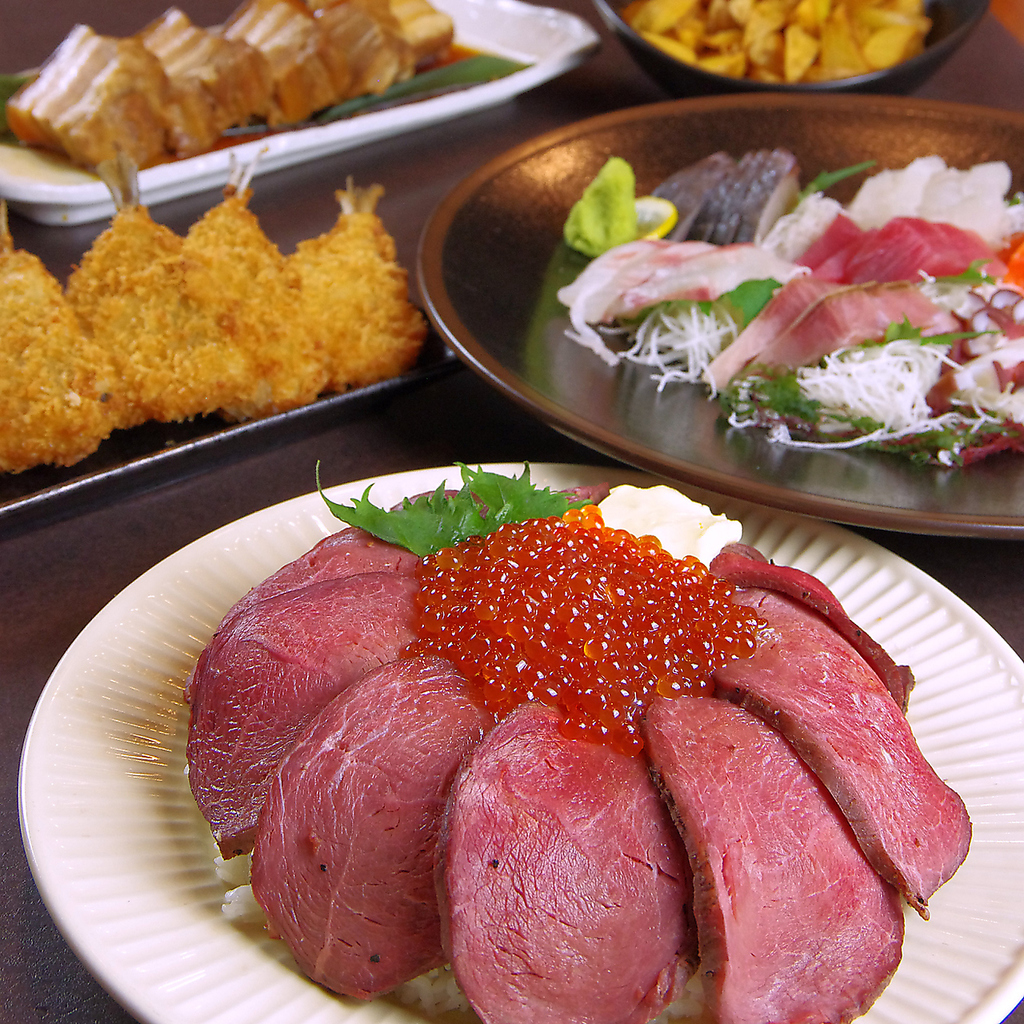 「刺盛り7種」「いくら&ローストビーフ」「黒豚角煮」＋3時間で3100円！手軽で大満足当店イチオシ！