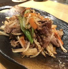 国産牛バラ肉ともやしのオイスター炒め