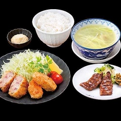 三陸産大粒カキフライと牛たんメンチカツ定食