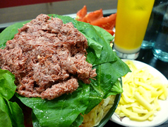 ほうれん草コンビーフチーズもんじゃ (Spinach and corned beef and Cheese Monja.)