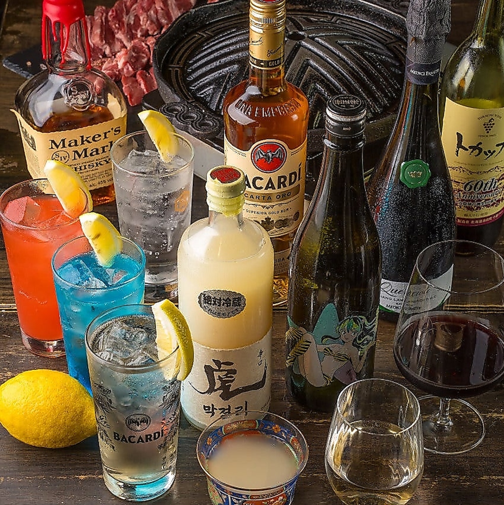 らむちゃんシリーズのお酒や、究極の辛口生絞りになっている虎マッコリなど多彩なドリンクメニュー。