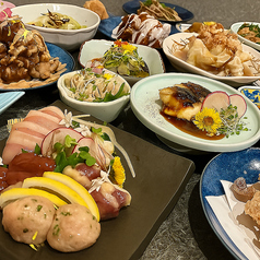 但馬地鶏の数々の一品料理。