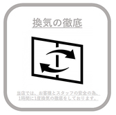 一日に数回入口のドアを開け、喚起を行っております。