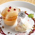 料理メニュー写真&nbsp;桃のコンポートと蘭王卵のプリン