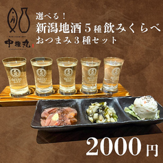 選べる!新潟地酒の5種グラス飲み比べ+おつまみ3種セット