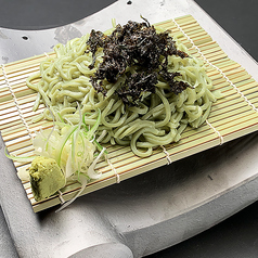 おろし山葵と葉山葵の茶そば