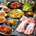 生サムギョプサル食べ放題2500円ならココ☆人気韓国料理もついてます。腹いっぱい♪