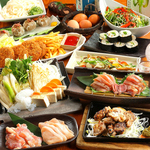 2時間飲み放題付き+軍鶏や新鮮野菜・海鮮などふんだんに盛り込んだコース4000円(税込)～