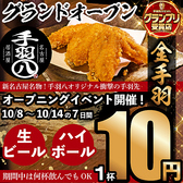 (期間限定 生ビール10円！)手羽八 豊橋駅前店　完全個室 手羽先 焼鳥 飲み放題の写真