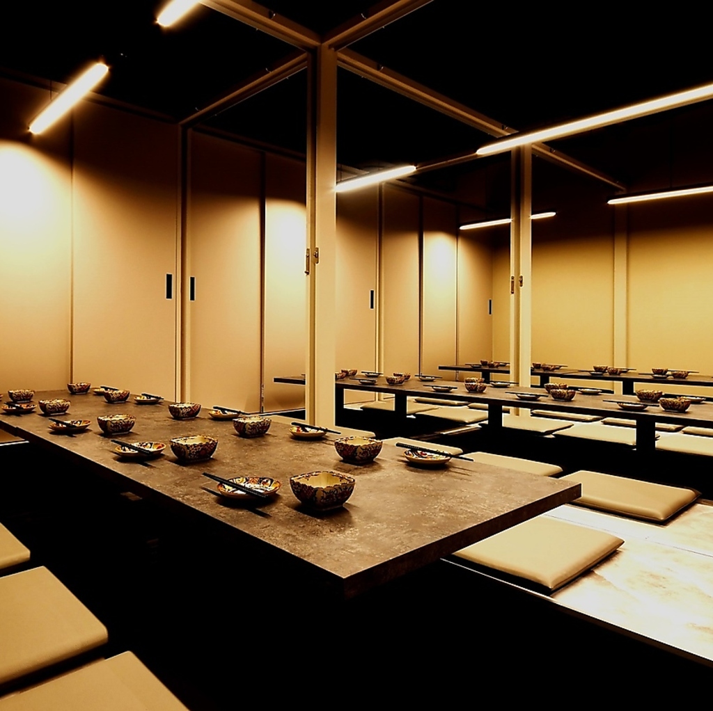 和とモダンをテーマにした落ち着いた雰囲気の掘りごたつの完全個室♪