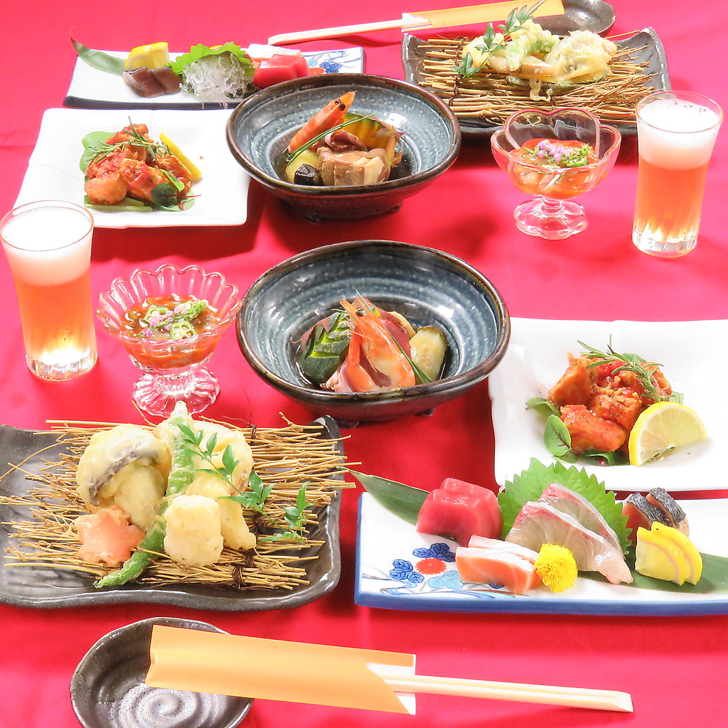 季節で変わるコース料理。博多っ子コース/博多名物 活〆胡麻サバ、魚市場直送の旬鮮魚、博多の旨いを