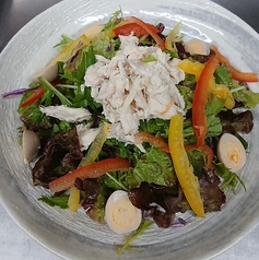 蒸し鶏とうずらの親戚胡麻サラダ