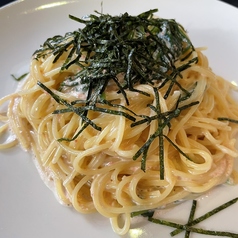 ほうれん草と明太子のクリームソースパスタ