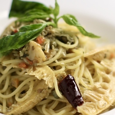 シラスとタケノコのジェノベペペロンチーノ